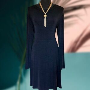 Vintage 90s Black Minimalist Long Sleeve Dress - Moda International - Size M